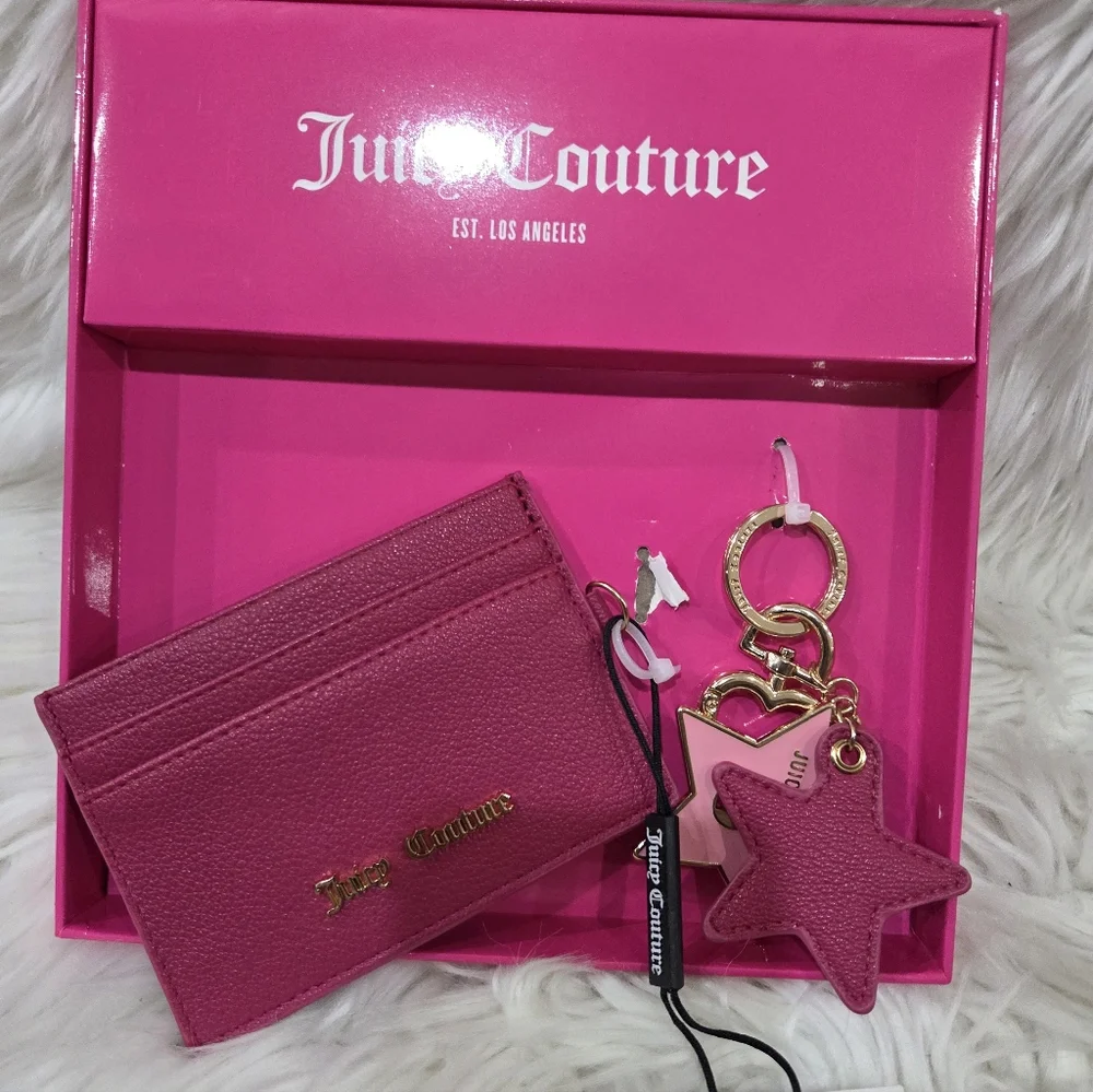 💕▪️Juicy Couture ▪️UK EXCLUSIVE Pink  Card Holder and Star Keychain Set